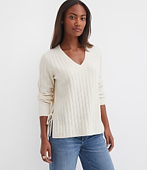 Side Bow Ribbed V-Neck Sweater carousel Product Image 2