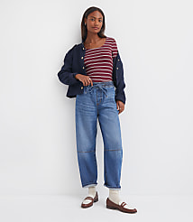 Stripe Ribbed Scoop Neck Long Sleeve Tee carousel Product Image 1
