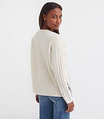 Side Bow Ribbed V-Neck Sweater carousel Product Image 3