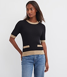 Tipped Ribbed Pocket Sweater Tee carousel Product Image 2