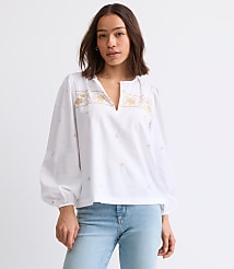 Floral Embroidered Split Neck Blouse carousel Product Image 2