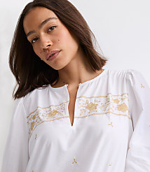 Floral Embroidered Split Neck Blouse carousel Product Image 1