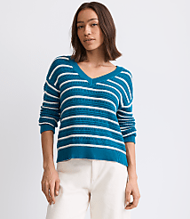 Striped Stitchy V-Neck Sweater carousel Product Image 1