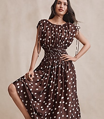 Petite Dotted Satin Shoulder Tie Maxi Dress carousel Product Image 4