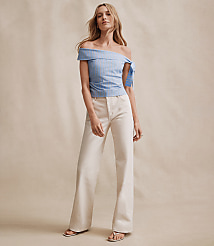 Petite Mid Rise Wide Leg Jeans in Ivory carousel Product Image 6