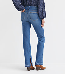 Split Unpicked Hem Mid Rise Boot Jeans in Bright Medium Stone Wash carousel Product Image 3