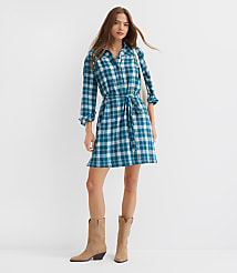 Plaid Belted Mini Pocket Shirtdress carousel Product Image 1