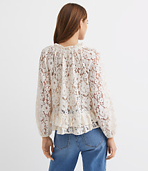 Floral Lace Ruffle Peplum Blouse carousel Product Image 3