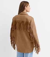 Fringe Faux Suede Shirt Jacket carousel Product Image 3