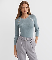 Button Ribbed Raglan Sweater carousel Product Image 1