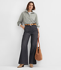Petite High Rise Trouser Jeans in Washed Black Wash carousel Product Image 1