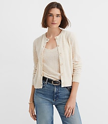 Scalloped Pointelle Puff Sleeve Cardigan carousel Product Image 1
