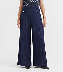 Pleated Ultra Wide Leg Pants in Twill carousel Product Image 2