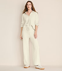 Lou & Grey Heathered Ribbed Wide Leg Sweater Pants carousel Product Image 1