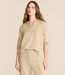 Lou & Grey Heathered Scubasoft Split Neck Top carousel Product Image 2