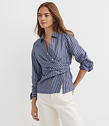 Stripe Side Shirred Poplin Shirt carousel Product Image 2