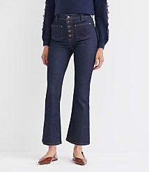 Petite Patch Pocket High Rise Kick Crop Jeans in Classic Rinse Wash carousel Product Image 3