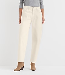 Petite High Rise Barrel Jeans in Ivory carousel Product Image 3