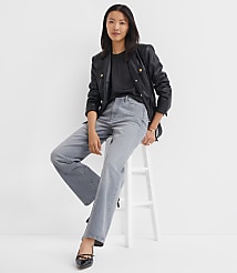 Mid Rise Relaxed Straight Jeans in Grey carousel Product Image 1