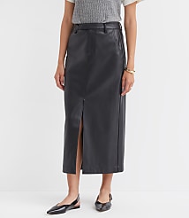 Faux Leather Midi Pocket Skirt carousel Product Image 2