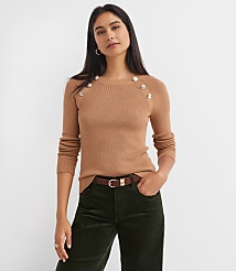 Button Ribbed Raglan Sweater carousel Product Image 1