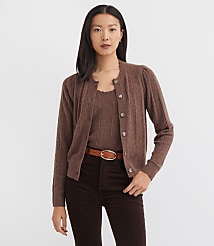 Scalloped Pointelle Puff Sleeve Cardigan carousel Product Image 2