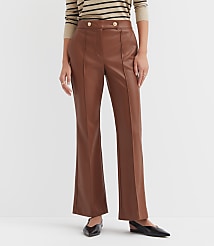 Pintucked Flare Pants in Faux Leather carousel Product Image 3