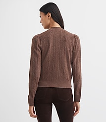 Scalloped Pointelle Puff Sleeve Cardigan carousel Product Image 3