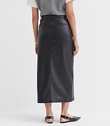 Faux Leather Midi Pocket Skirt carousel Product Image 3