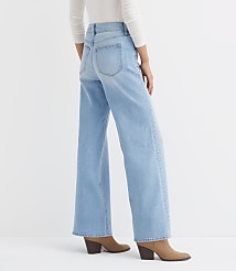 Petite Curvy Studded High Rise Wide Leg Jeans In Mid Vintage Wash carousel Product Image 2