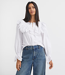 Petite Broderie Ruffle Blouse carousel Product Image 2