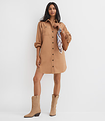 Petite Shirttail Hem Mini Pocket Shirtdress carousel Product Image 1