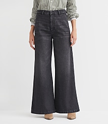 Curvy High Rise Trouser Jeans in Washed Black Wash carousel Product Image 1
