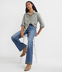 Petite Striped Poplin Everyday Relaxed Pocket Shirt carousel Product Image 1