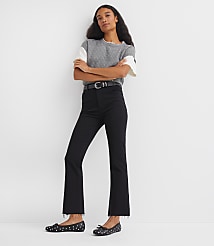 Petite Fresh Cut High Rise Kick Crop Jeans in Jet Black Wash carousel Product Image 1