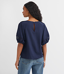 Petite Striped Lace Trim Pintucked Blouse carousel Product Image 3