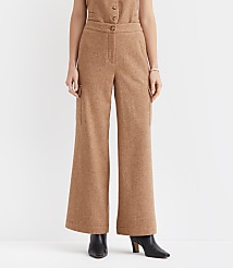 Petite Fluid Pull On Wide Leg Cargo Pants in Herringbone carousel Product Image 3