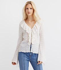 Petite Pointelle Ruffle Tie Cuff Top carousel Product Image 2