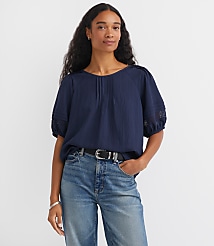 Petite Striped Lace Trim Pintucked Blouse carousel Product Image 1