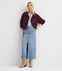 Refined Denim Midi Skirt in Classic Mid Indigo carousel Product Image 1
