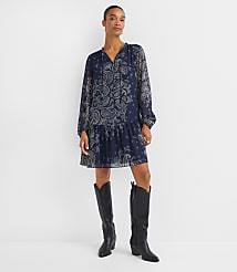 Paisley Button Flounce Mini Dress carousel Product Image 1