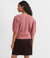 Flecked Stitchy Puff Sleeve Cardigan carousel Product Image 4
