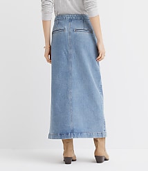 Refined Denim Midi Skirt in Classic Mid Indigo carousel Product Image 2