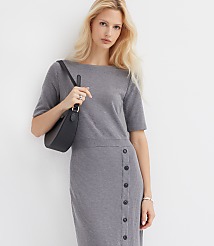 Ribbed Button Trim Midi Dress carousel Product Image 1