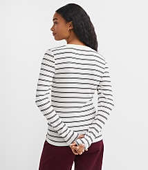 Stripe Ribbed Crew Neck Long Sleeve Tee carousel Product Image 3