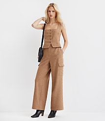 Fluid Pull On Wide Leg Cargo Pants in Herringbone carousel Product Image 2