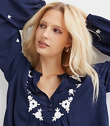Floral Embroidered Bib Blouse carousel Product Image 4