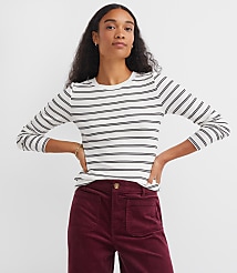 Stripe Ribbed Crew Neck Long Sleeve Tee carousel Product Image 2
