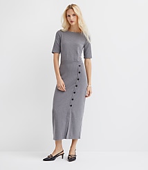 Ribbed Button Trim Midi Dress carousel Product Image 3