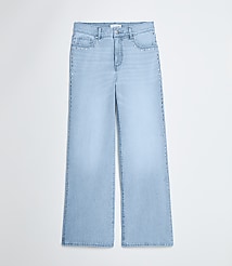 Petite Studded High Rise Wide Leg Jeans In Mid Vintage Wash carousel Product Image 5